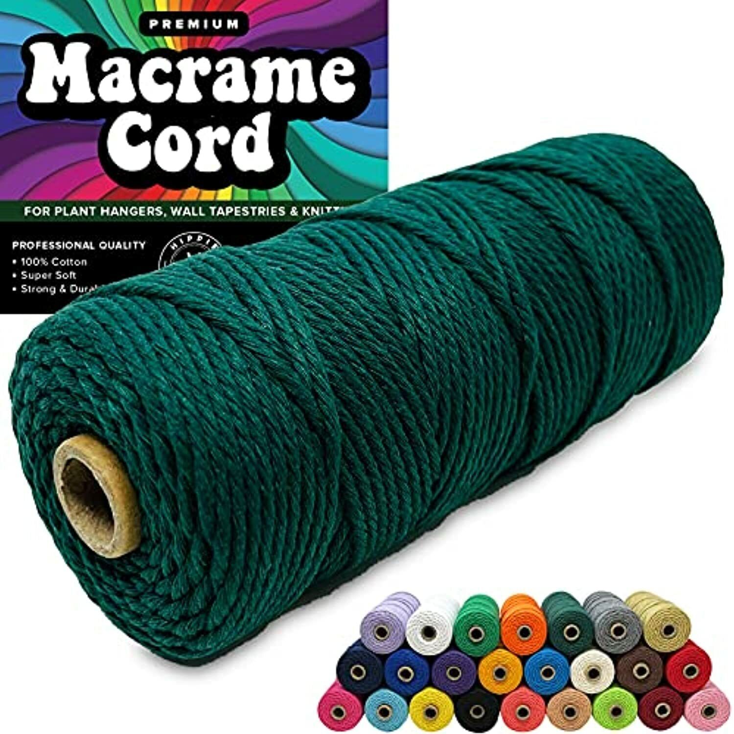 100% Cotton Cord Rope for Macrame 3mm Natural and Colored Craft String Yarn