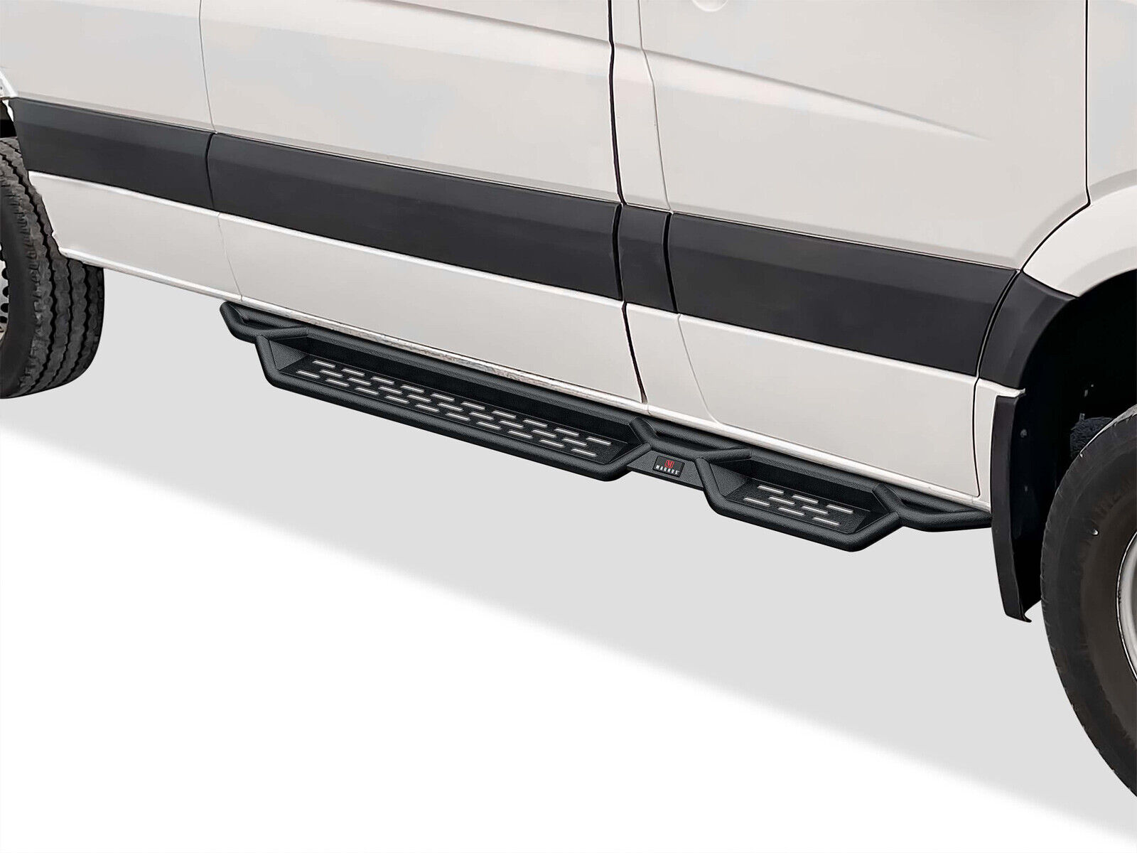 APS Black Side Step Nerf Bars For 10-24 Dodge Mercedes-Benz Sprinter