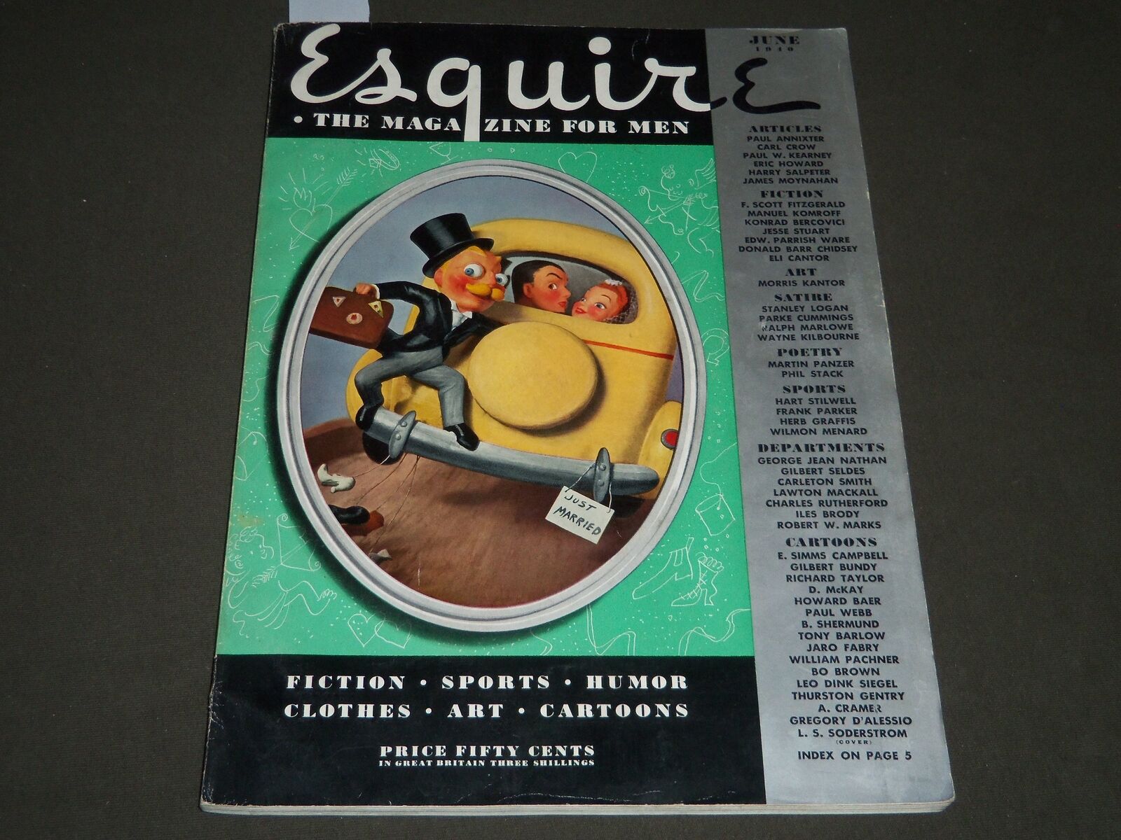 1940 JUNE ESQUIRE MAGAZINE - NICE ILLUSTRATIONS, COVER AND ADS - ST 5033