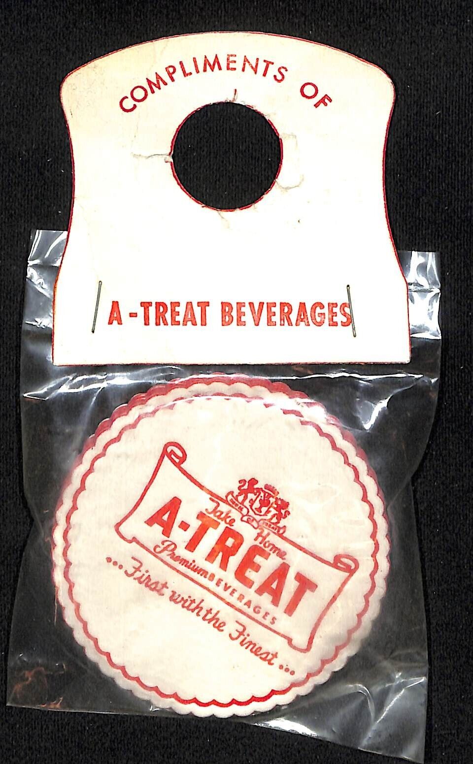 A-Treat Premium Beverages Package of 6 Royal Catch-All Coasters VGC c1951