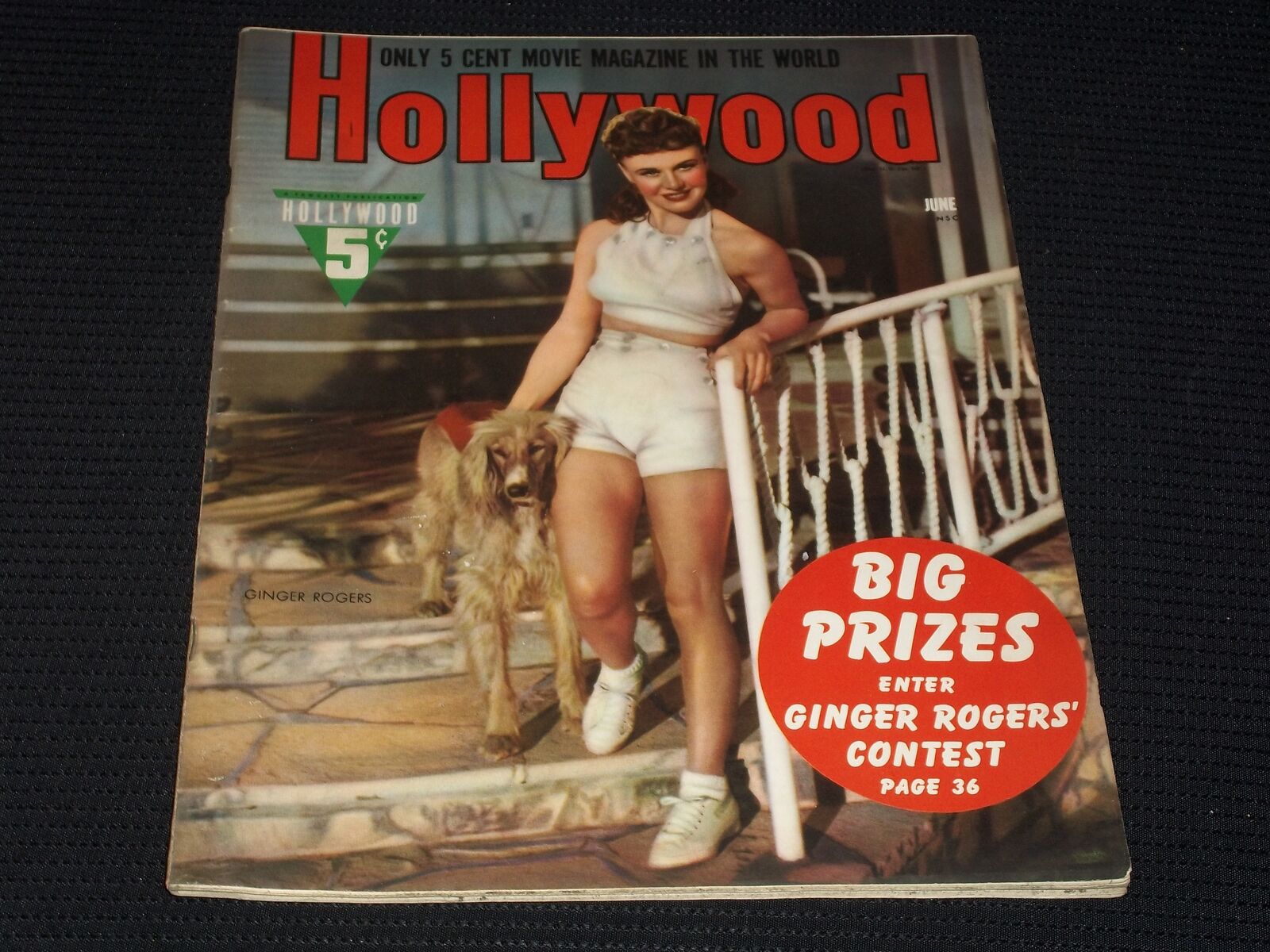 1940 JUNE HOLLYWOOD MAGAZINE - GINGER ROGERS FRONT COVER - E 1505