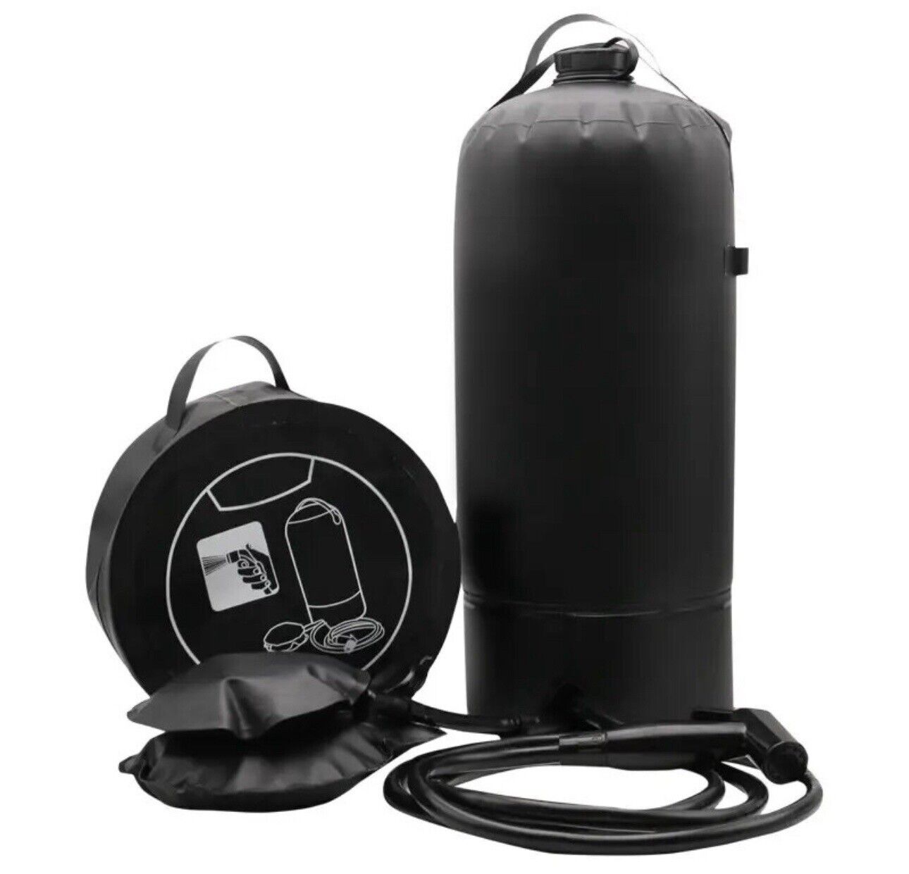 12L Outdoor Heated By Sun , Shower Water Bag W/ Foot Pump & Sprayer. Easy 2 Move