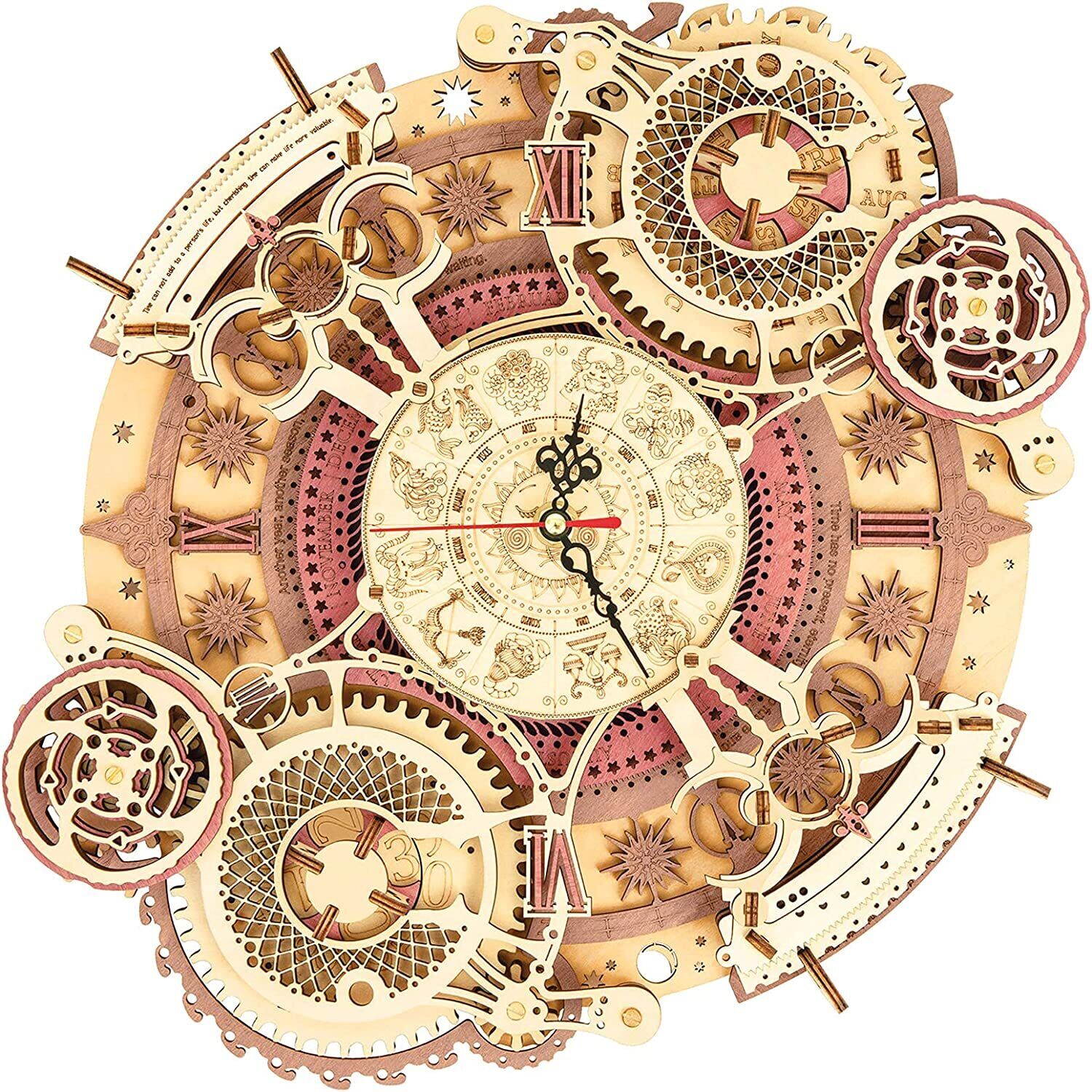ROKR 3D Wooden Puzzles for Adults Mechanical Clock Kits Zodiac Clock Desk Decor