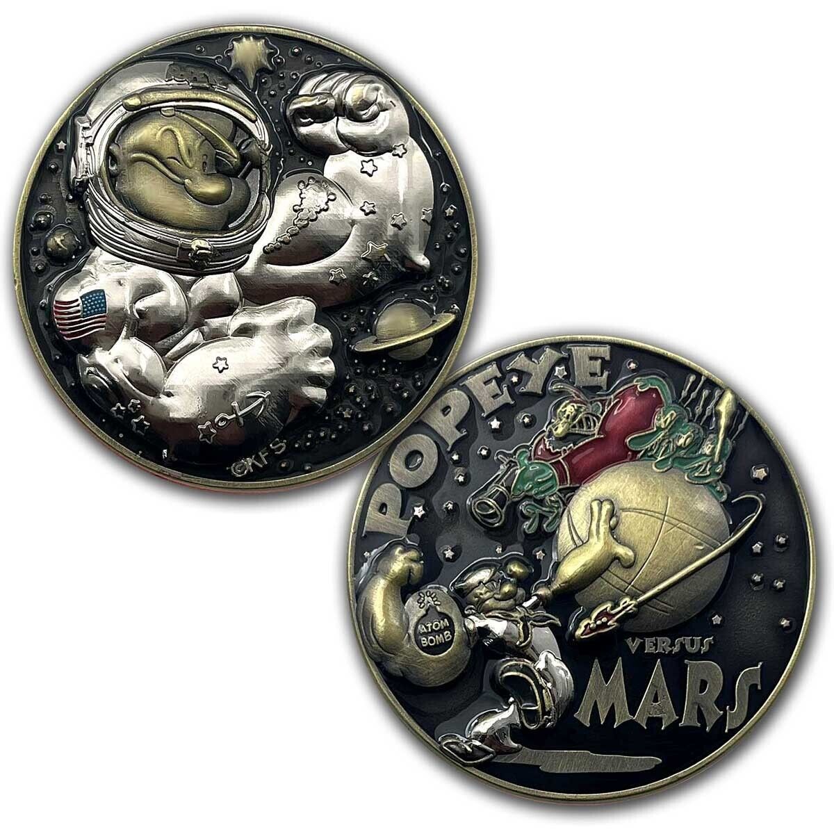 Popeye The Sailorman Verses Mars Vintage Collectible Challenge Coin