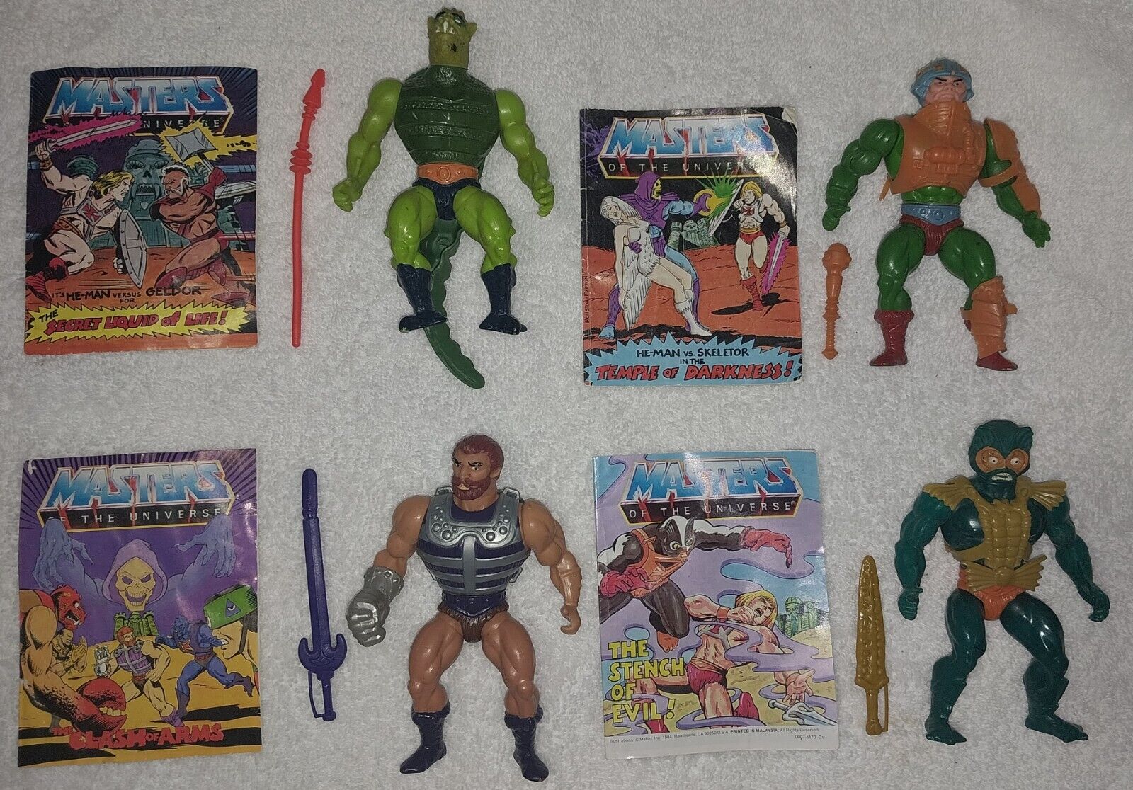 Lot of 4 Vintage Complete MotU Masters of the Universe Figures W/Mini Comics