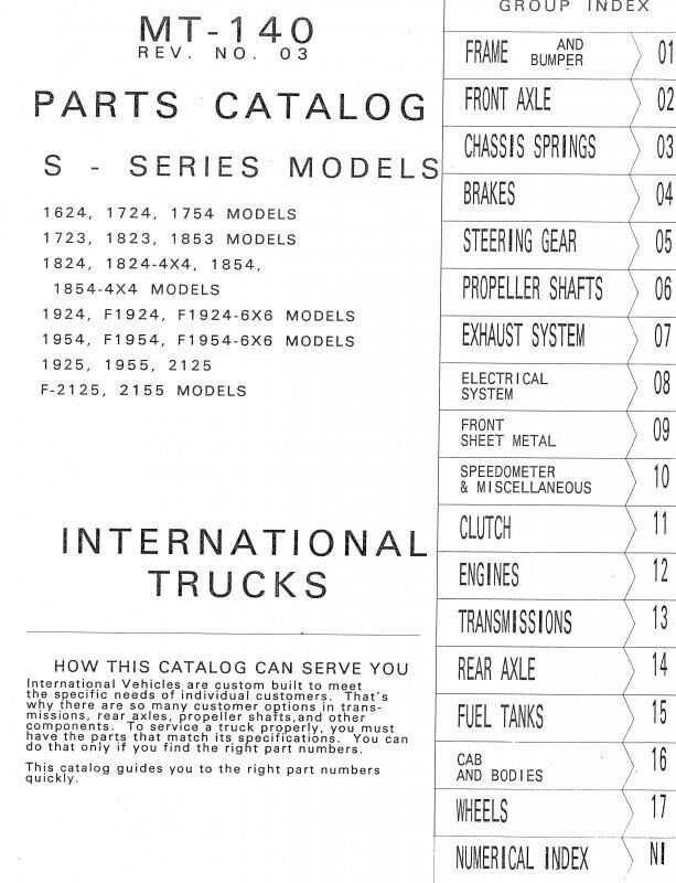 1987 International S Series F-2125 2155 Truck Parts Catalog Manual MT-140