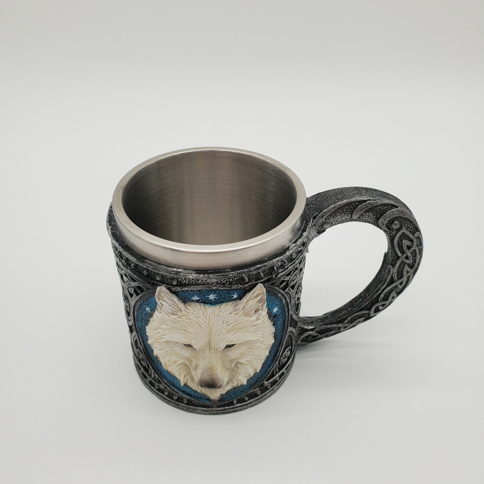 Ebros Large Celtic Alpha Direwolf White Snow 3D Wolf Mug