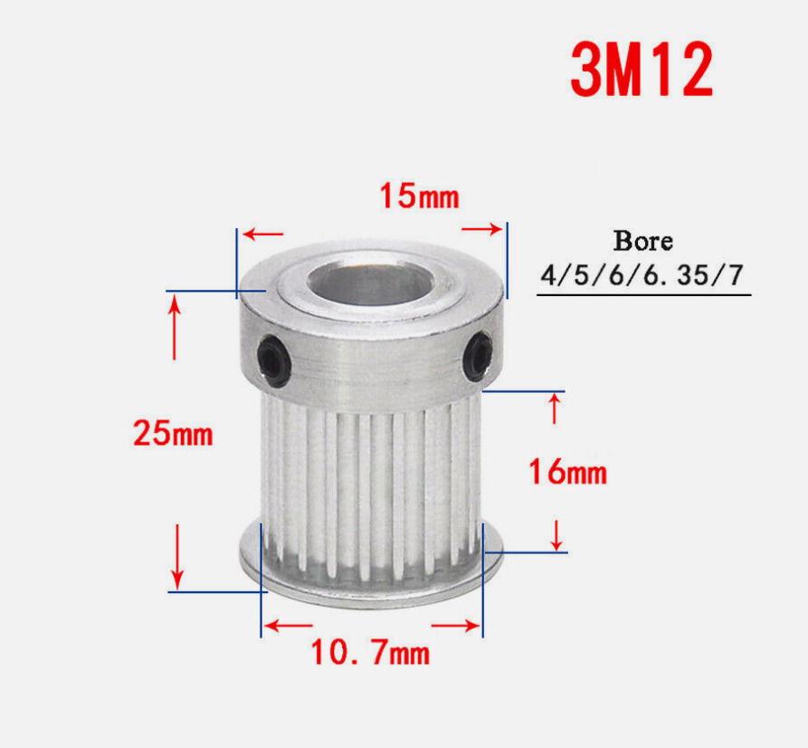 HTD3M 12T-150T Timing Belt Pulley With Step Bore 4-25mm For 15mm Width Belt BF/K