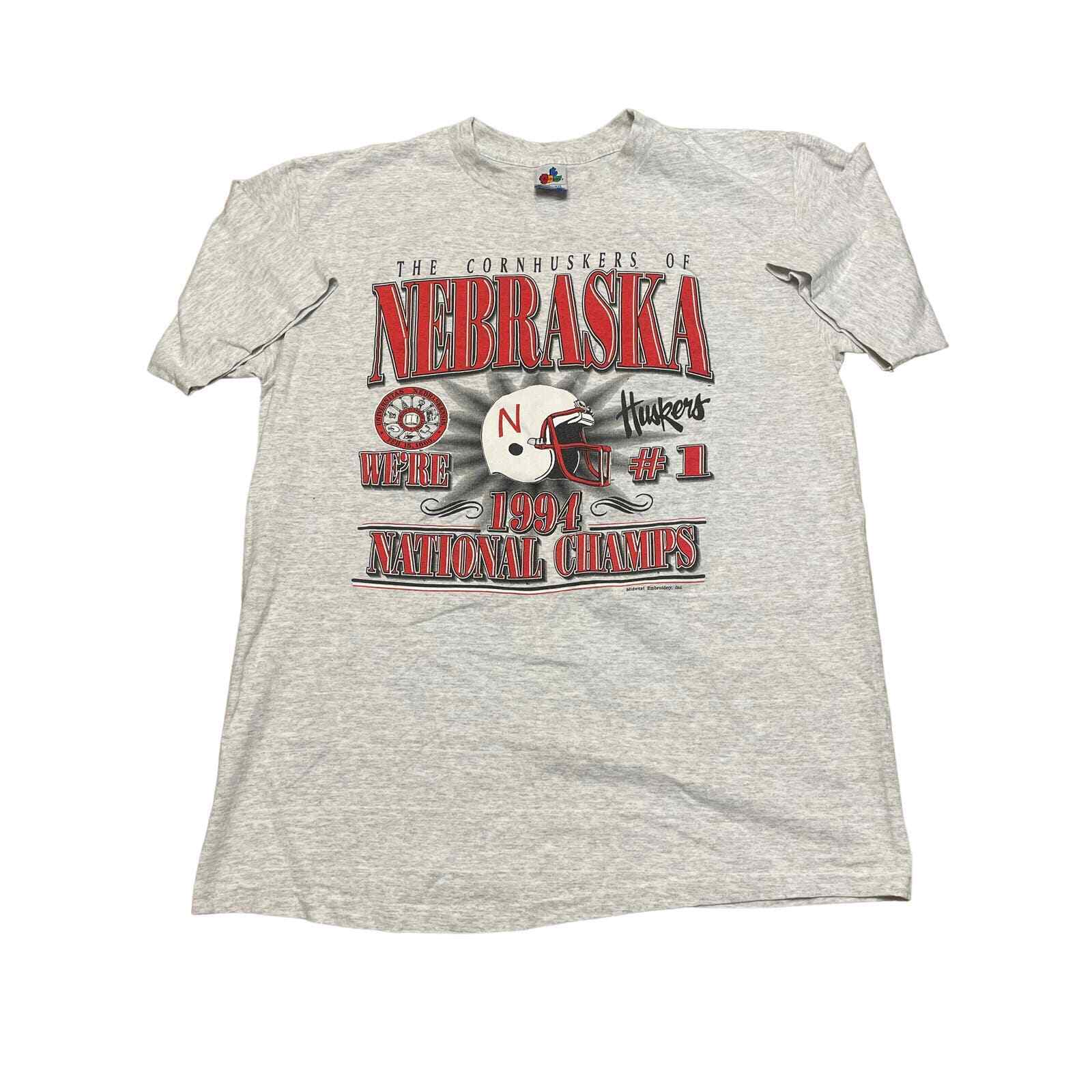 Vintage Midwest Embroidery Nebraska Huskers T-shirt Adult Size L Gray