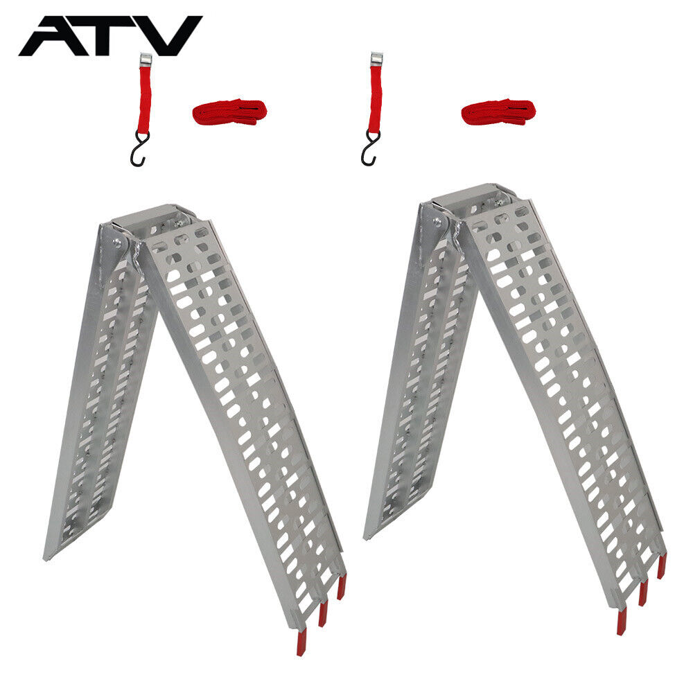 2pcs ATV UTV 7.5' Aluminum Folding Loading Ramps For Truck Motorcycle Lawn Mower