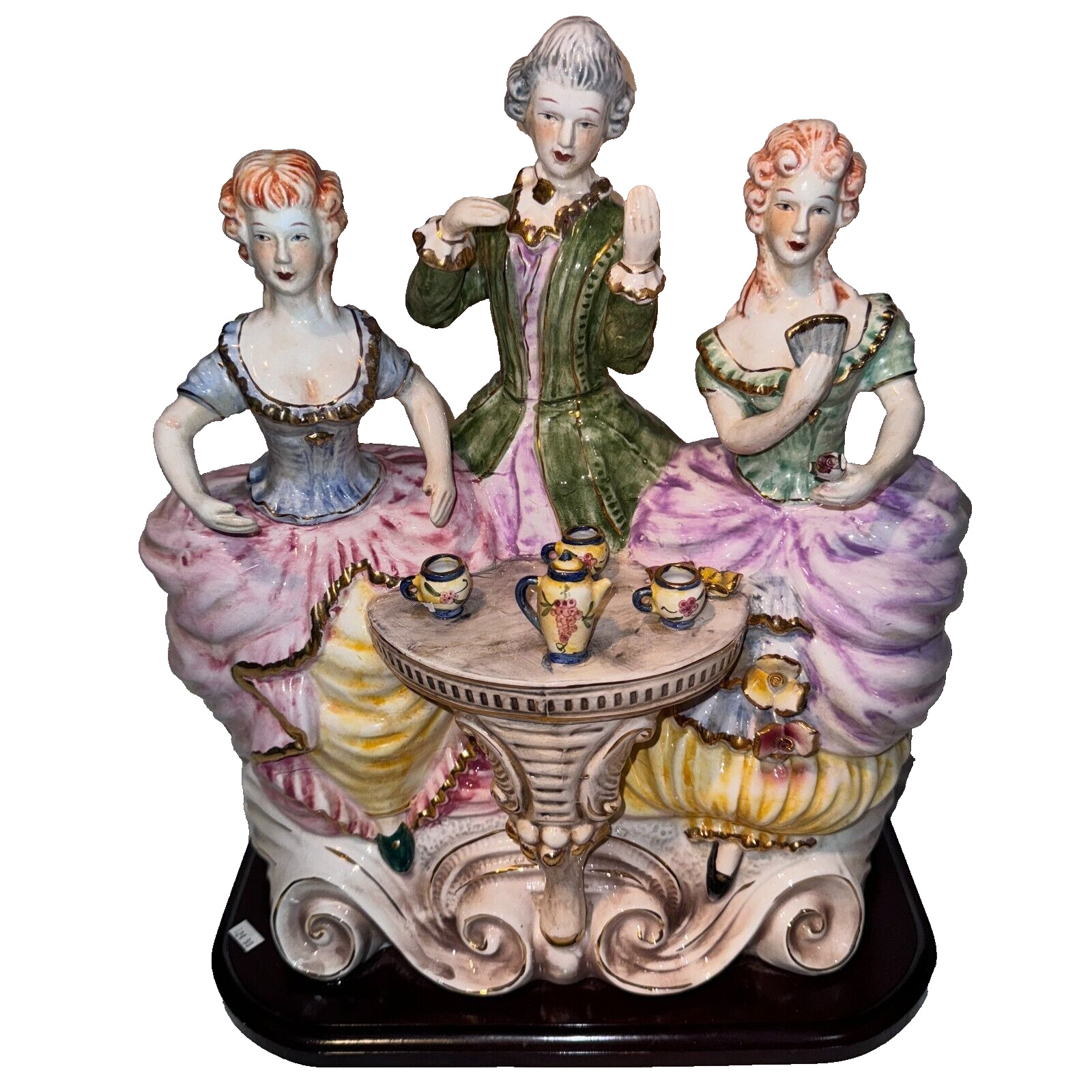 Capodimonte The Happy Company Trio Porcelain Figurine, Made in Italy Tea Party