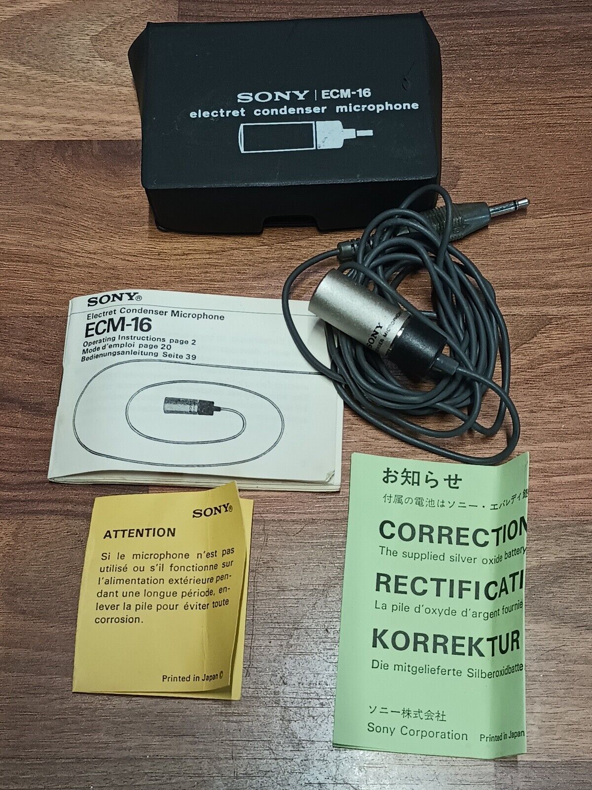 Sony Ecm-16m Electret Condenser Microphone With manual and Box -  