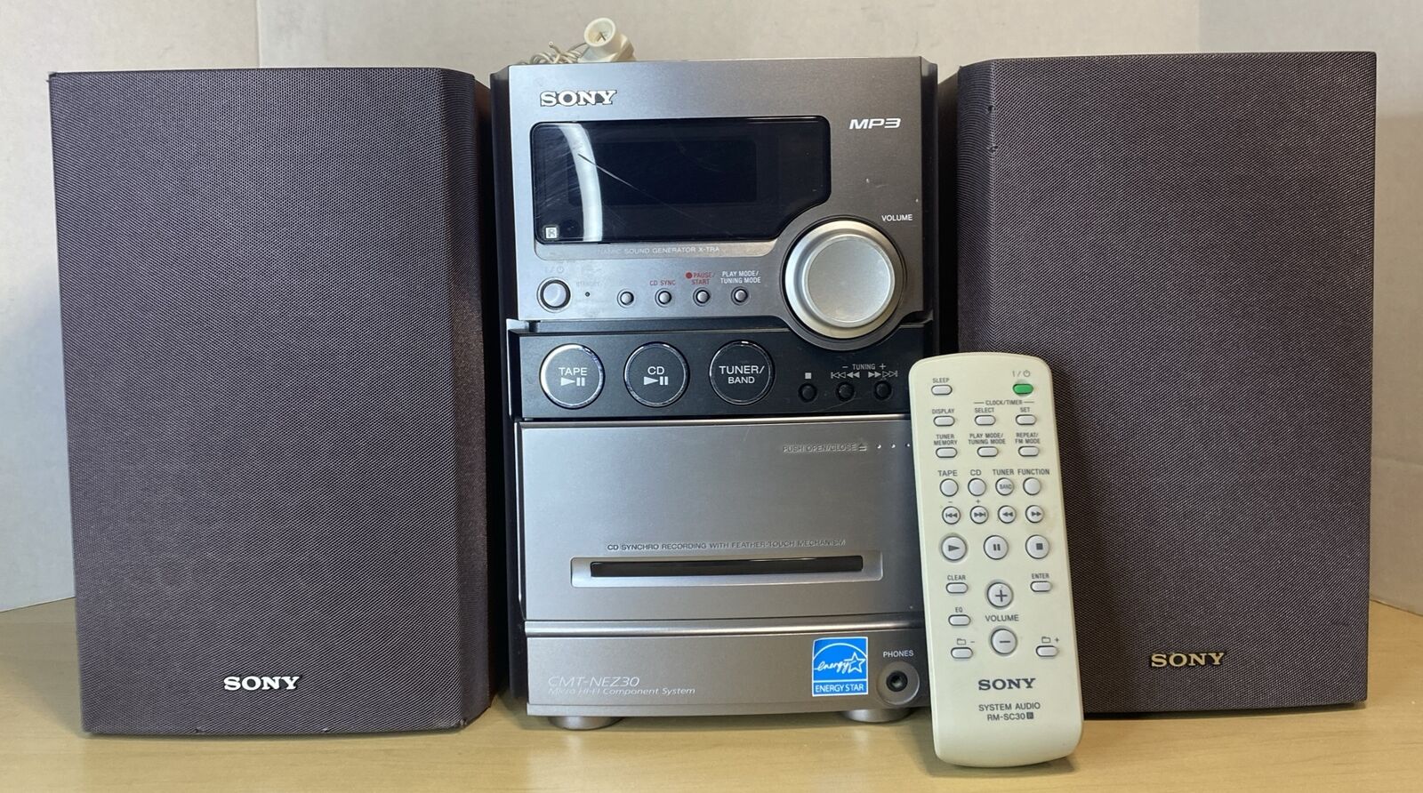 Sony CMT-NEZ30 Stereo Micro Hi-Fi CD Cassette AM/FM MP3 Component System Remote