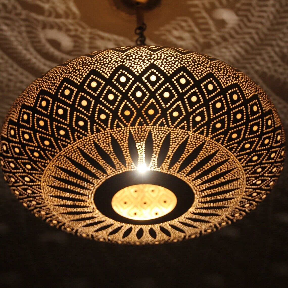 Moroccan Brass Ceiling Lamp, Simple Moroccan Pendant Chandelier - Handmade brass