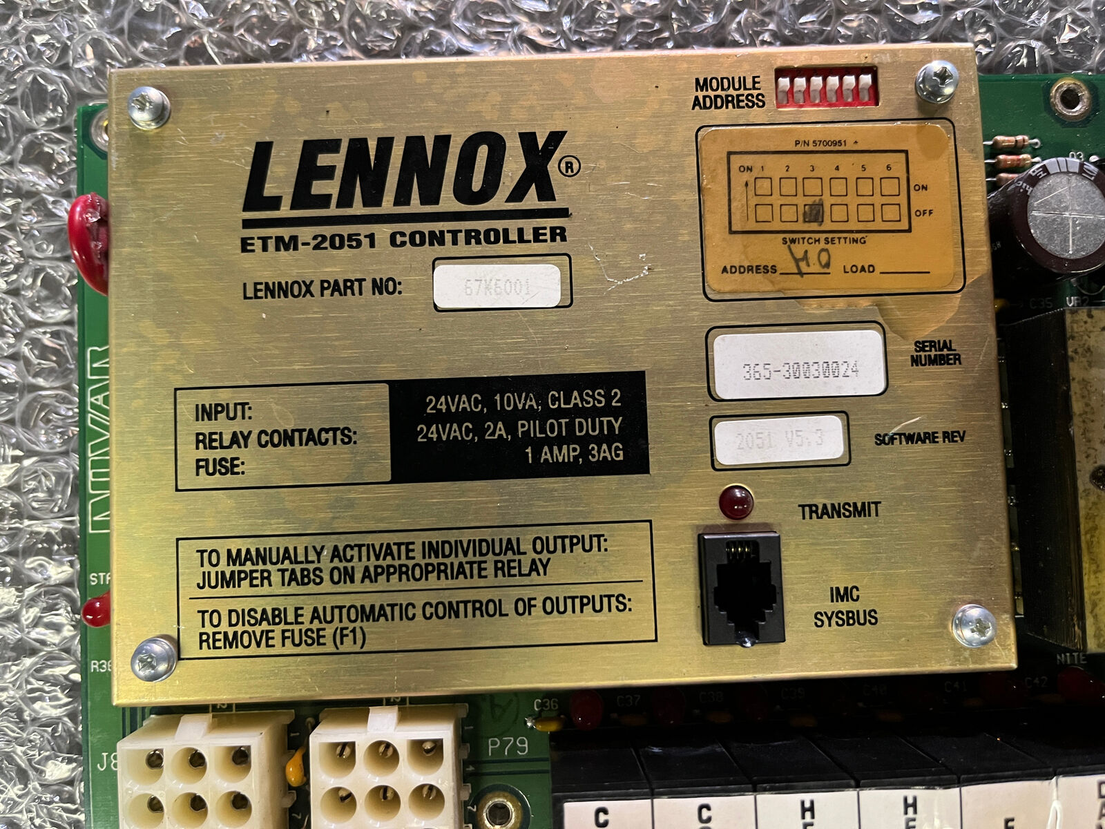 Lennox ETM-2051 Thermostat Module Controller 67K6001