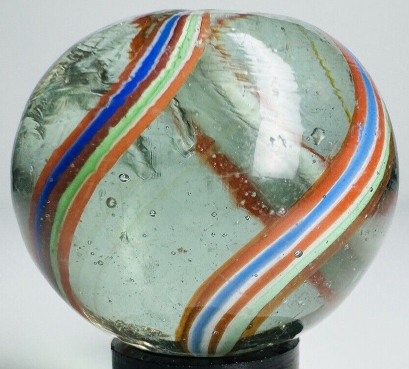 ~13/16 .80” Rare Antique German Banded Naked Ghost Core Swirl Vintage Marbles