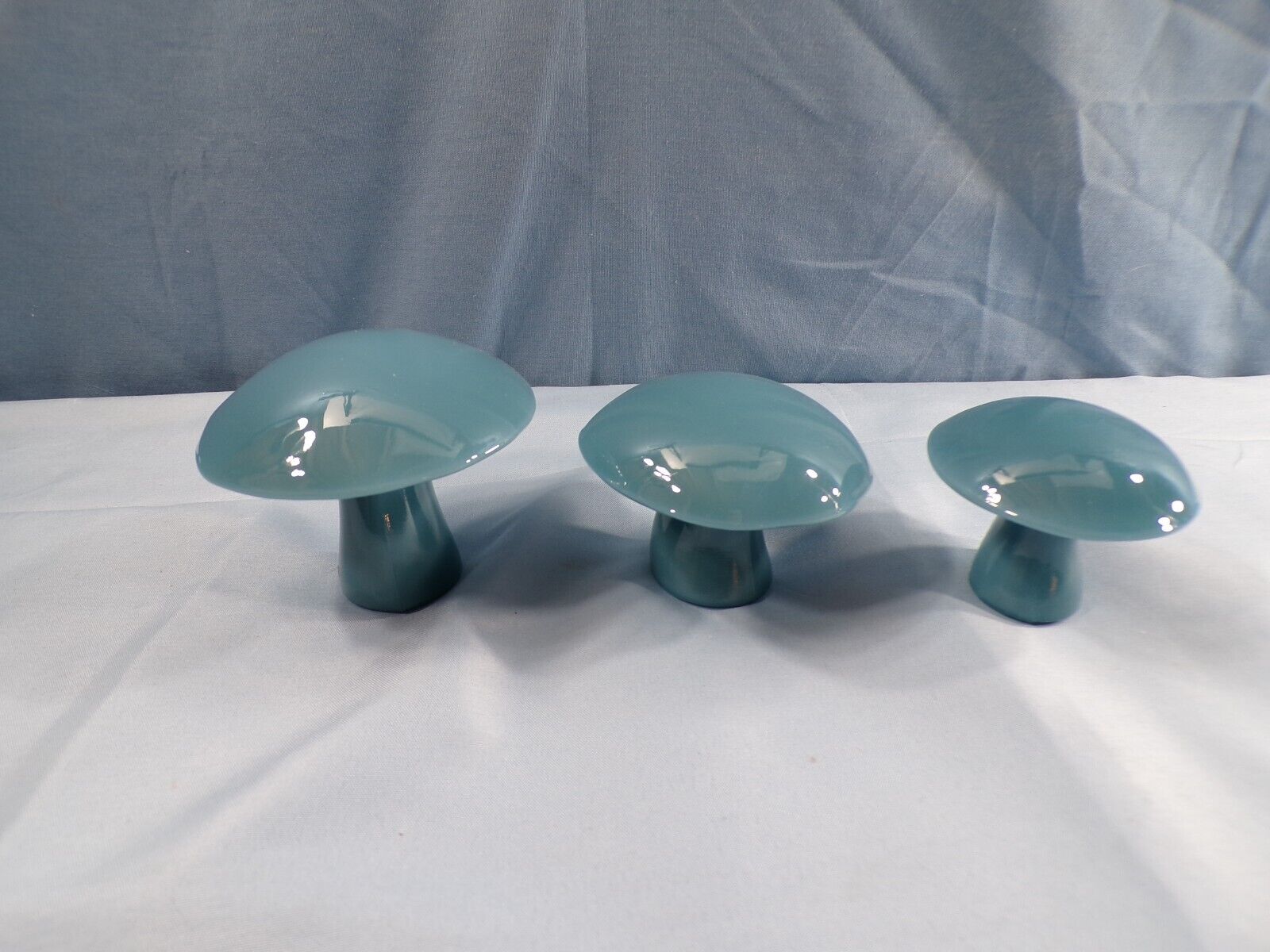Set of 3 Mosser From Viking Mold Mushroom Paperweight Figurines - Georgia Blue