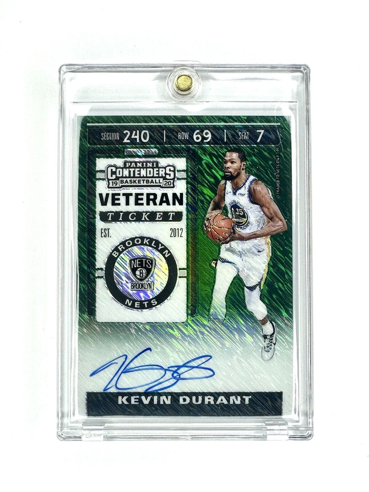2019-20 Panini Contenders Kevin Durant Premium Edition Green Shimmer Auto SSP