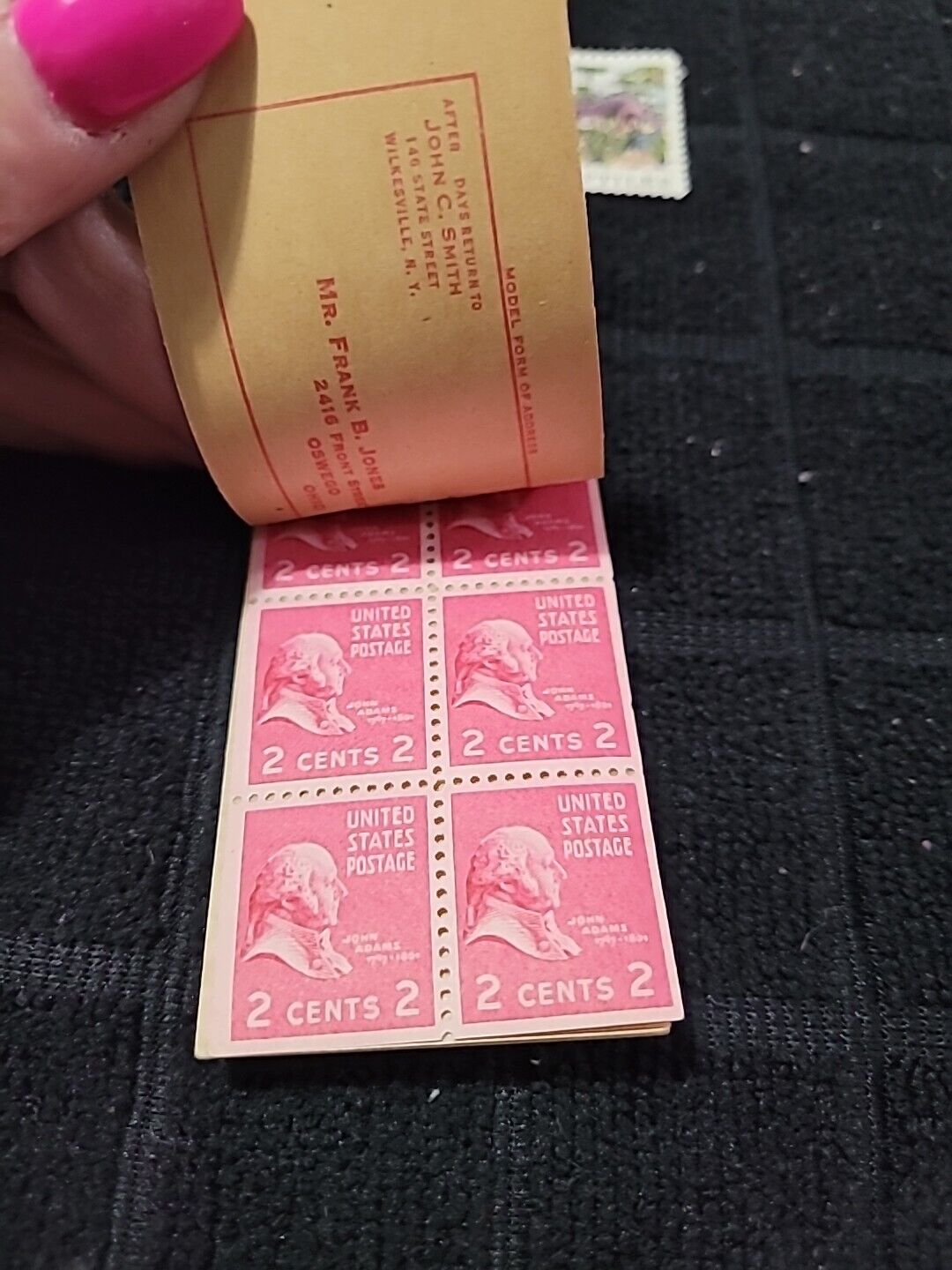 1939 John Adams 2¢ FULL BOOKLET Sc#841 