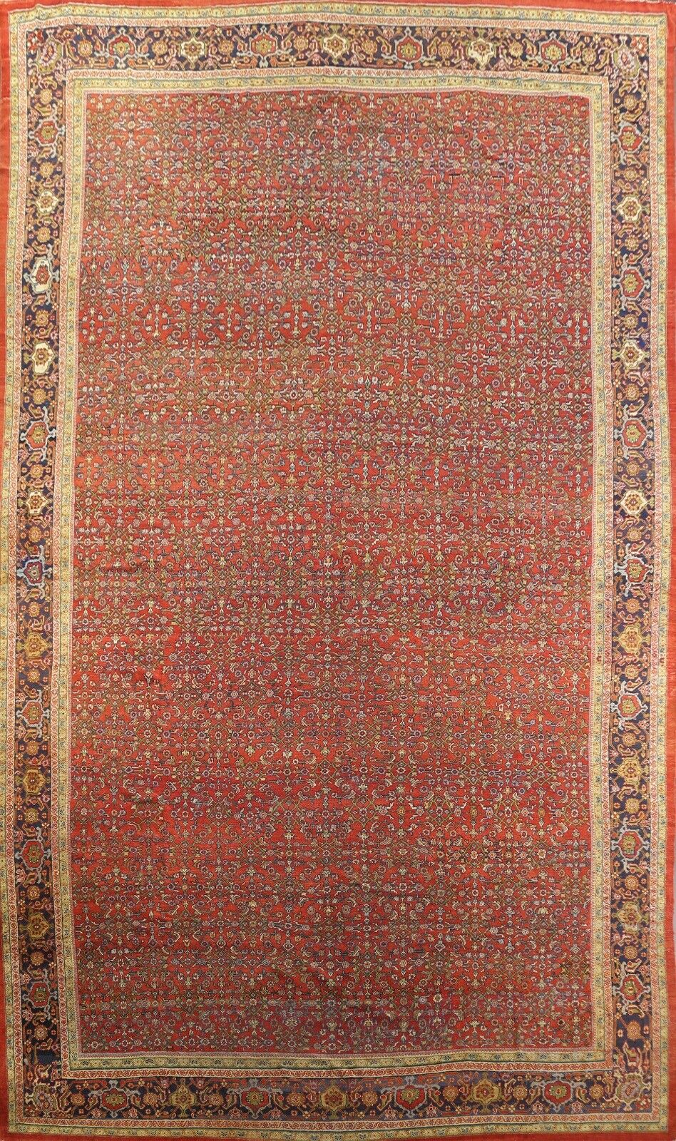 Pre-1900 Antique Vegetable Dye Sultanabad Hand-knotted Oversize Area Rug 15'x22'