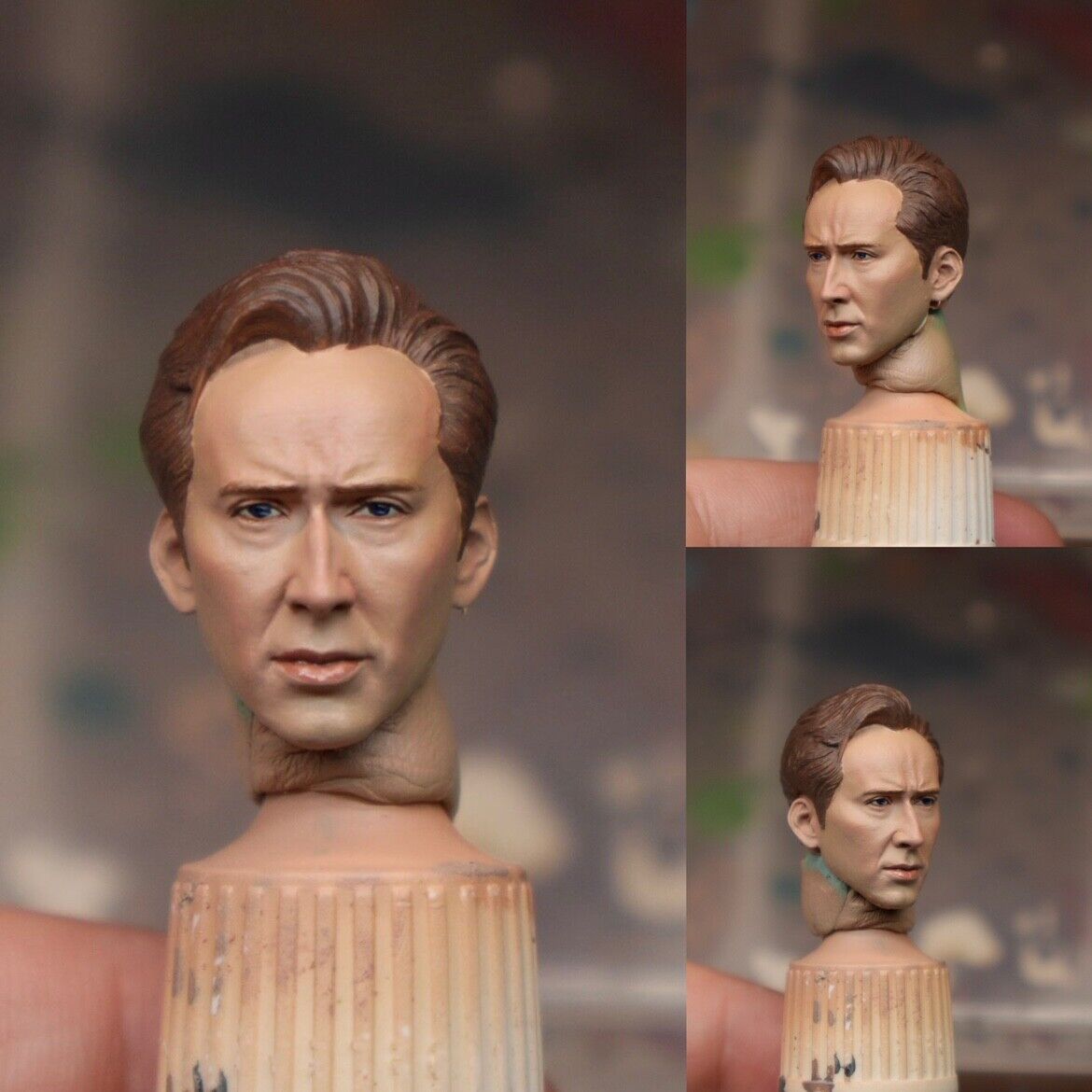 1/12 Scale Unpainted Nicolas Cage Head Carved Sculpt Model Toys