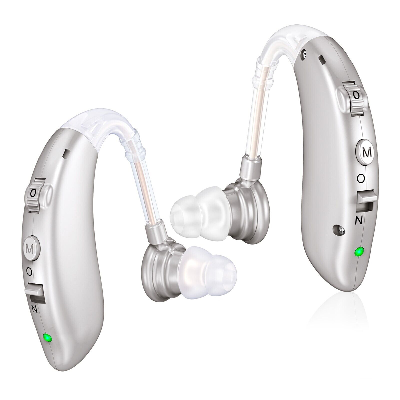 1 Pair Rechargeable BTE Hearing Aids Ear Noise Canceling Sound Amplifier