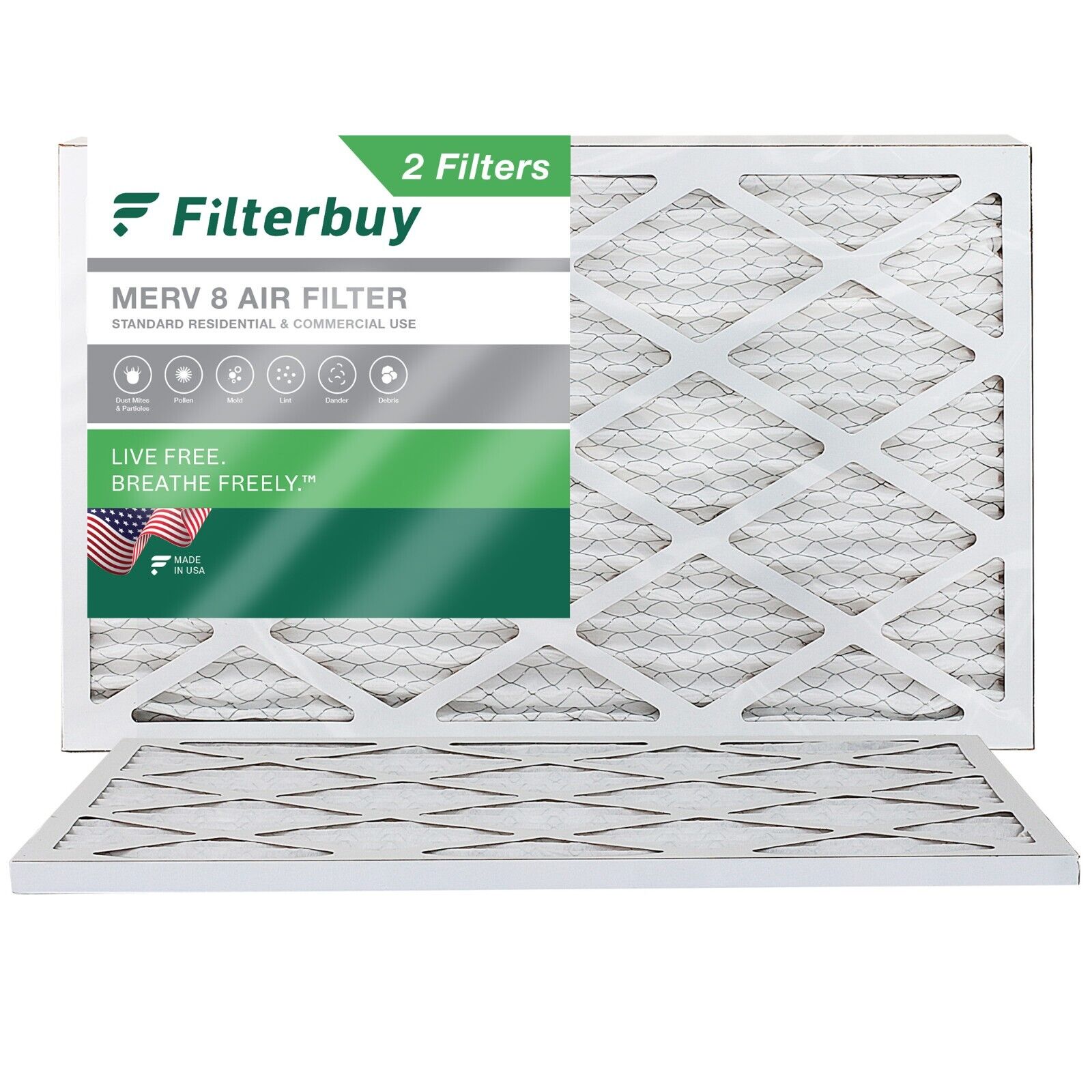 Filterbuy 12x24x1 Pleated Air Filters, Replacement for HVAC AC Furnace (MERV 8)