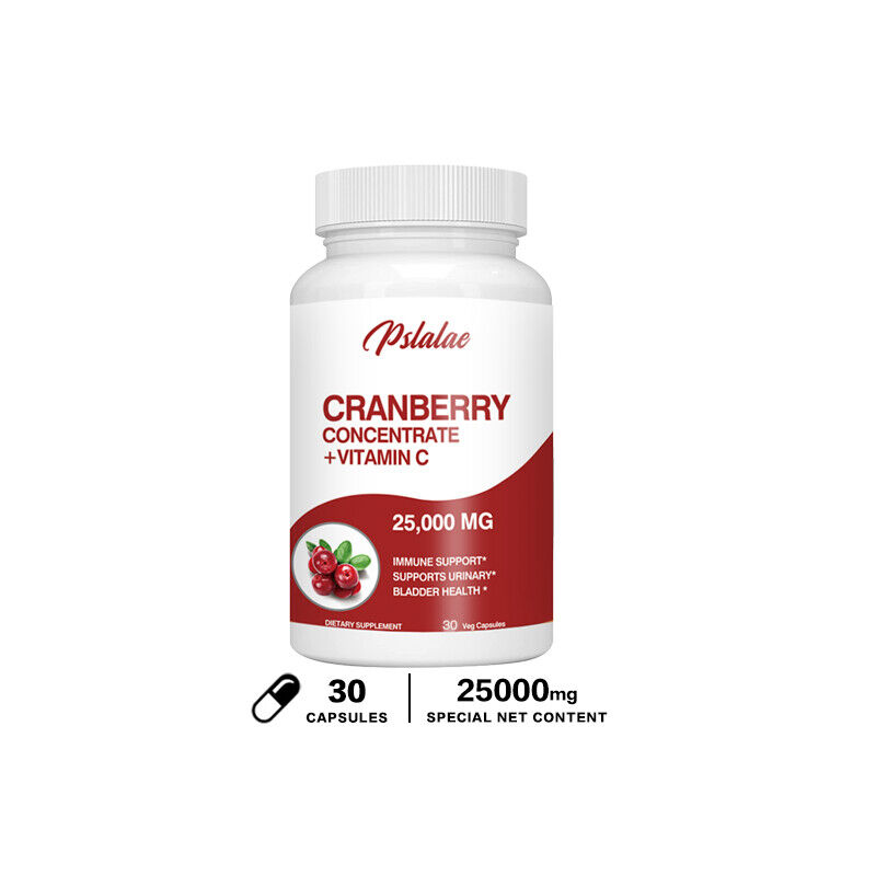 Cranberry Capsules 25000mg - Urinary System Health Supplements, Cleanse & Detox