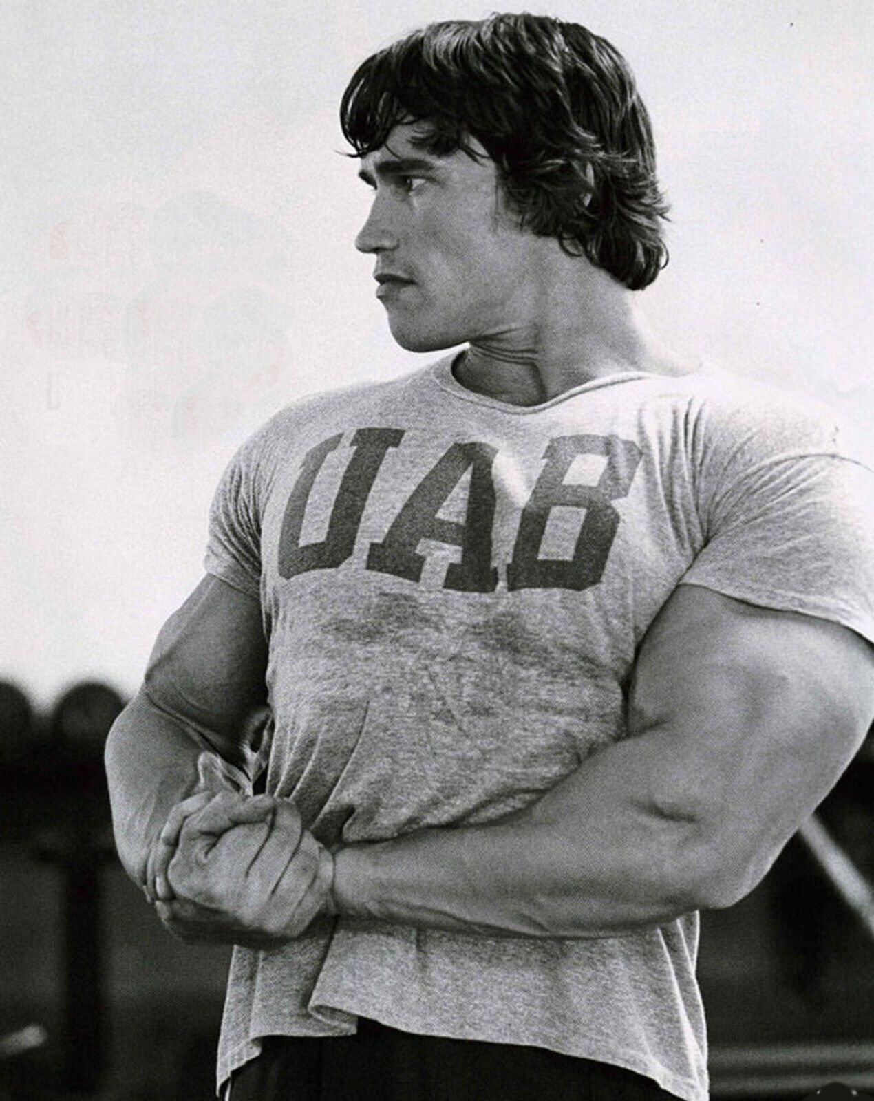Men\'s short sleeved T-Shirt Bebak In The Gym grey UAB Arnold vintage style  NEW