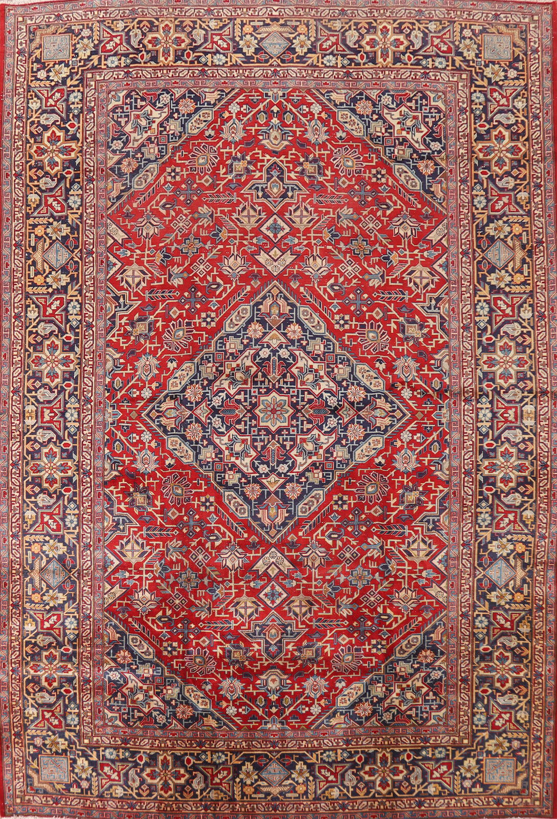 Vintage Wool Kashaan Traditional Hand-knotted Red Living Room Area Rug 10x14