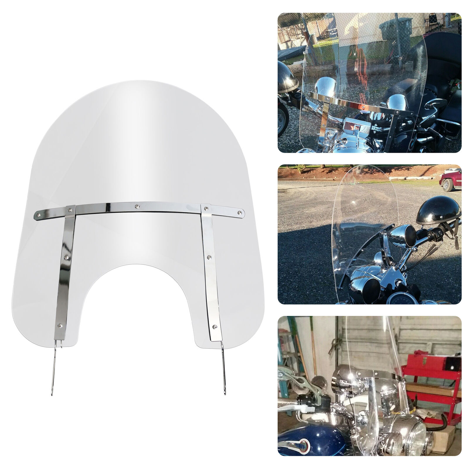 28\'\' x 22\'\' Detachable Quick Release Windshield For Harley Road King 94-23 Clear