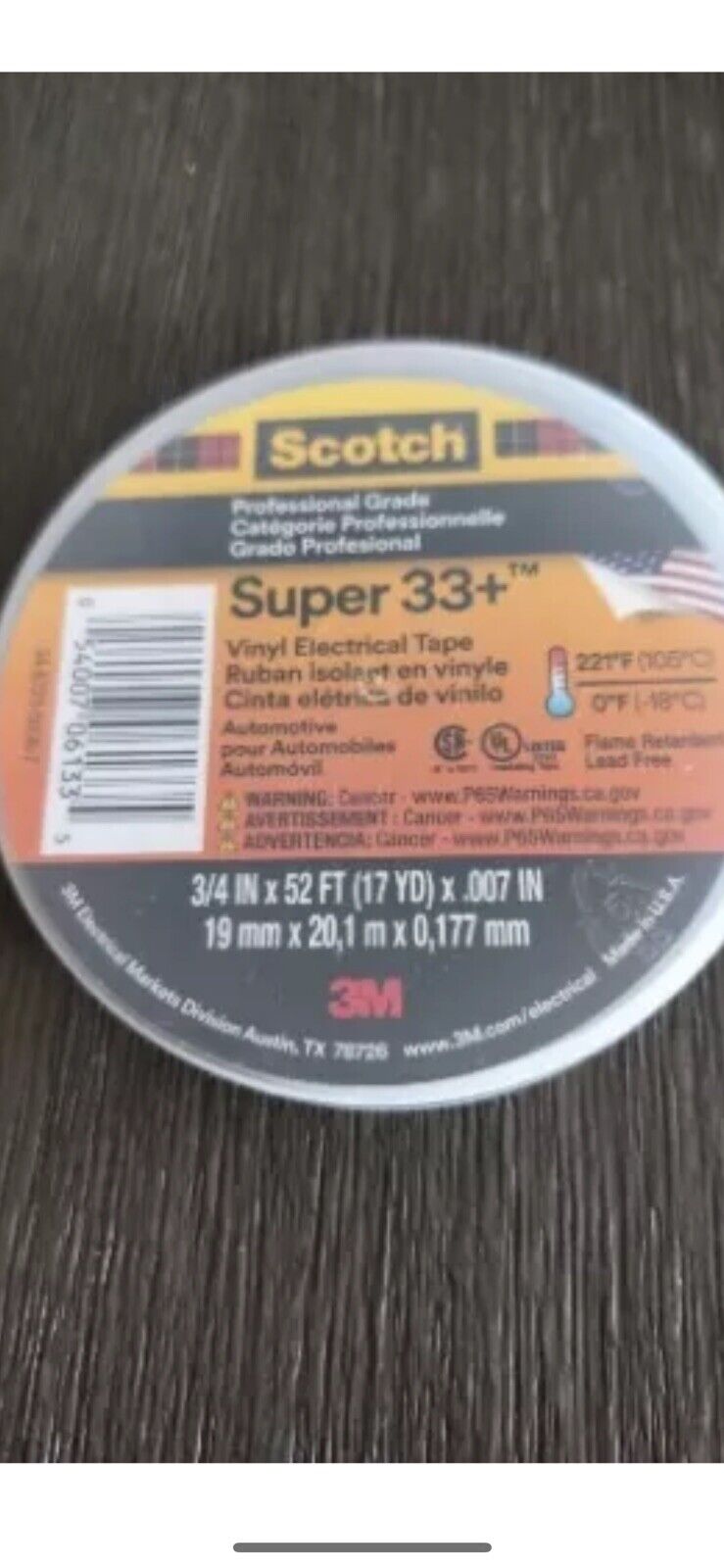 10 Rolls 3M Scotch Vinyl Electrical Tape Super-33, 3/4 in x 66 ft 22 yd