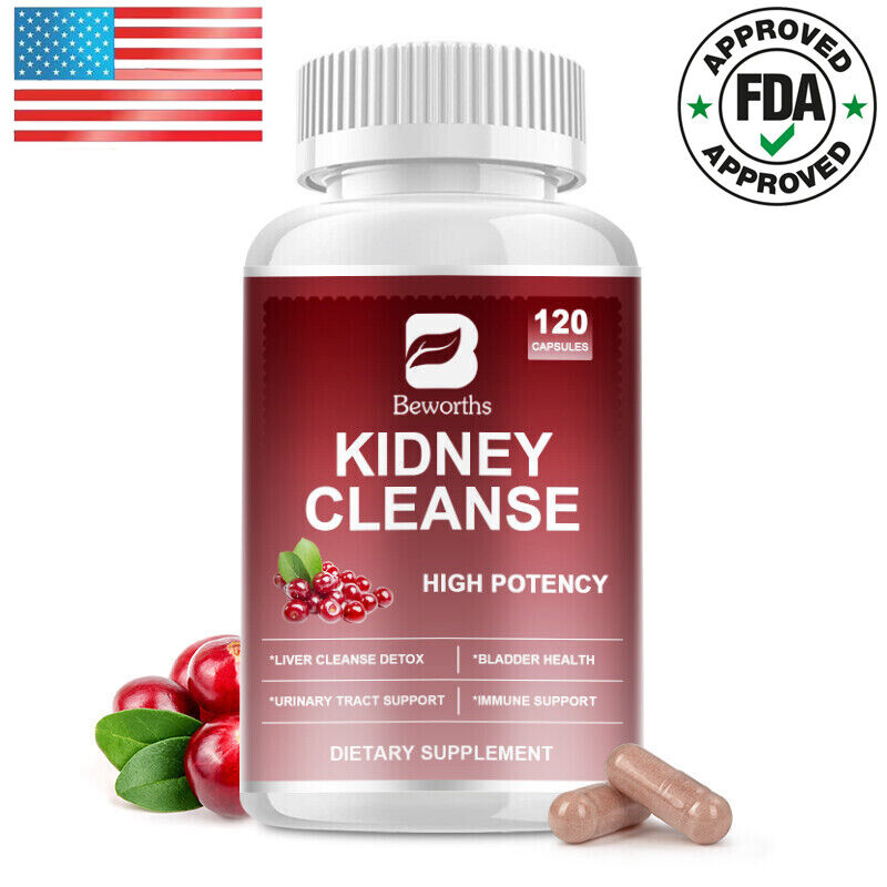 Kidney Cleanse Supplement-Kidney Support Formula With Cranberry 120 Capsules