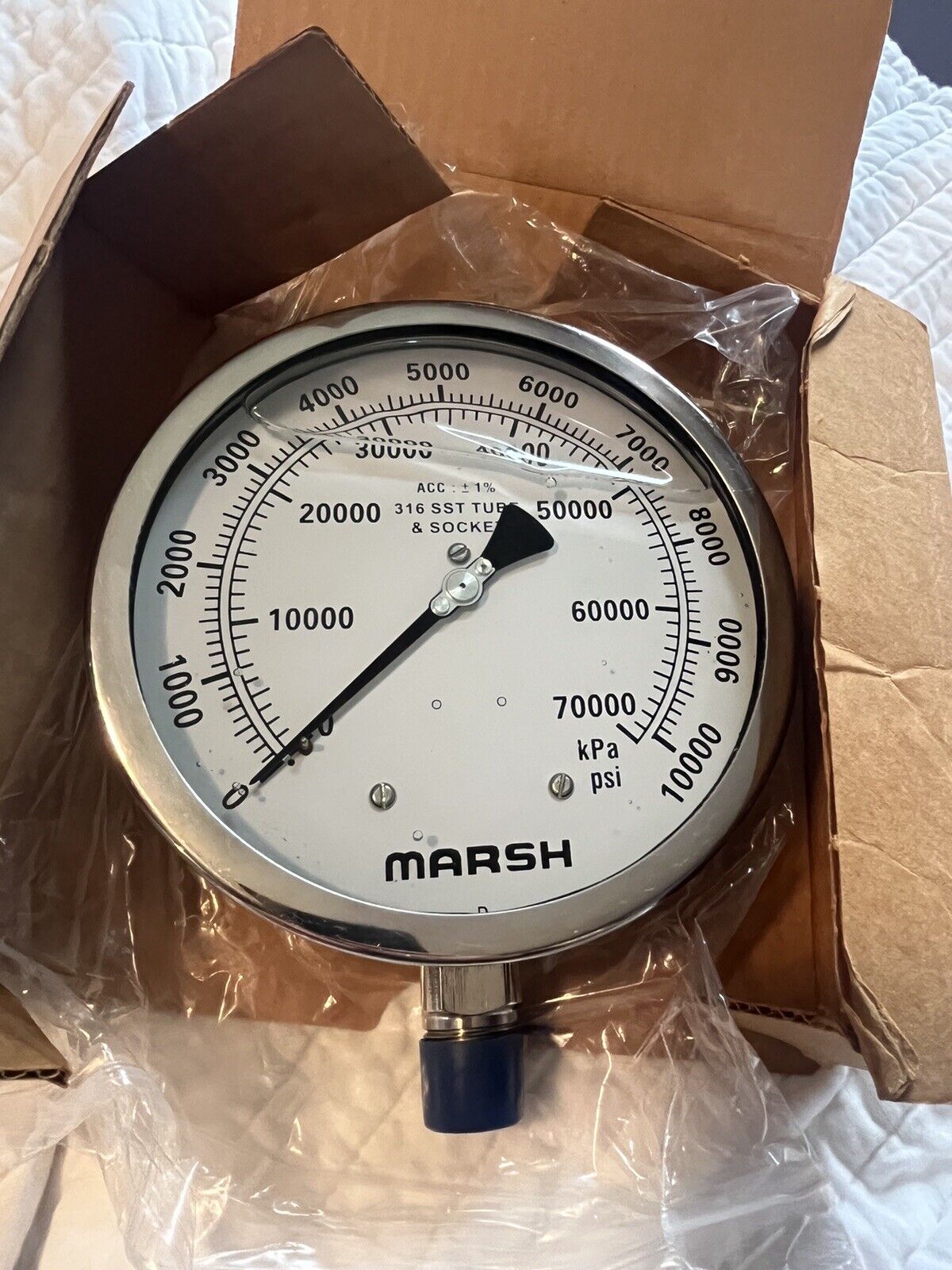 Marsh Instruments HW30990P Pressure Gauge New In Box