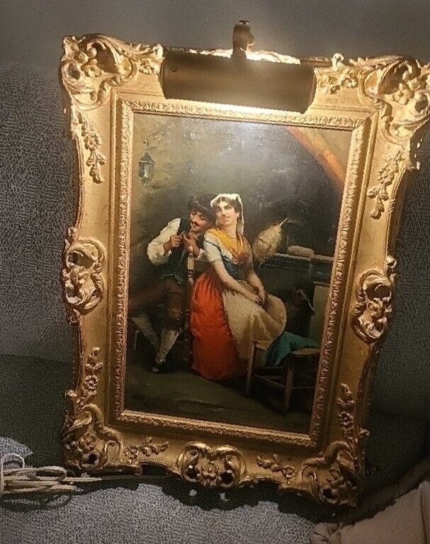 Two 19th century f. pelusa oil painting