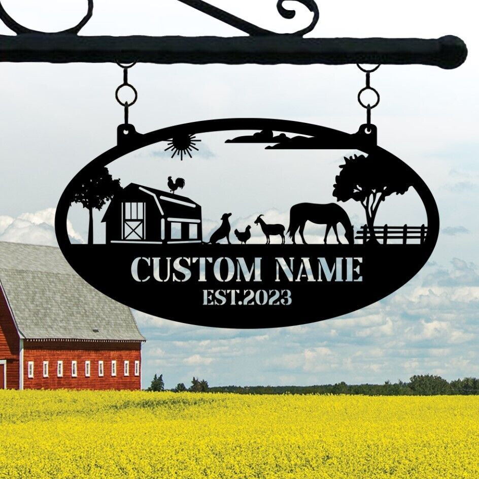 Custom Metal Farm Sign, Personalized Farm Metal Sign, Country House Ranch