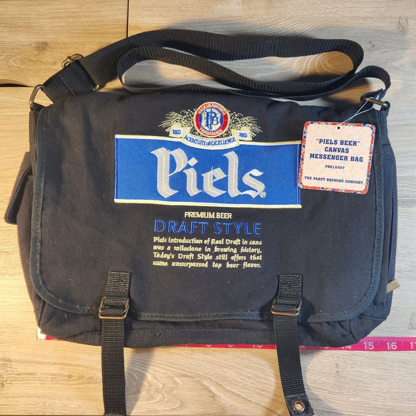 Piels Beer Black Canvas Messenger Bag Pabst Brewing Company Vintage Anniversary