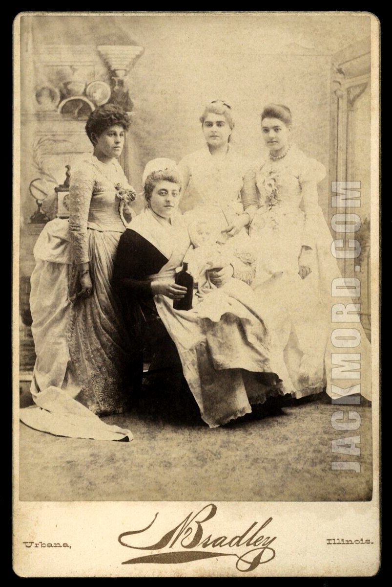 Weird Unusual Antique Photo Women & Nurse Giving Medicine to Creepy Doll 1800s