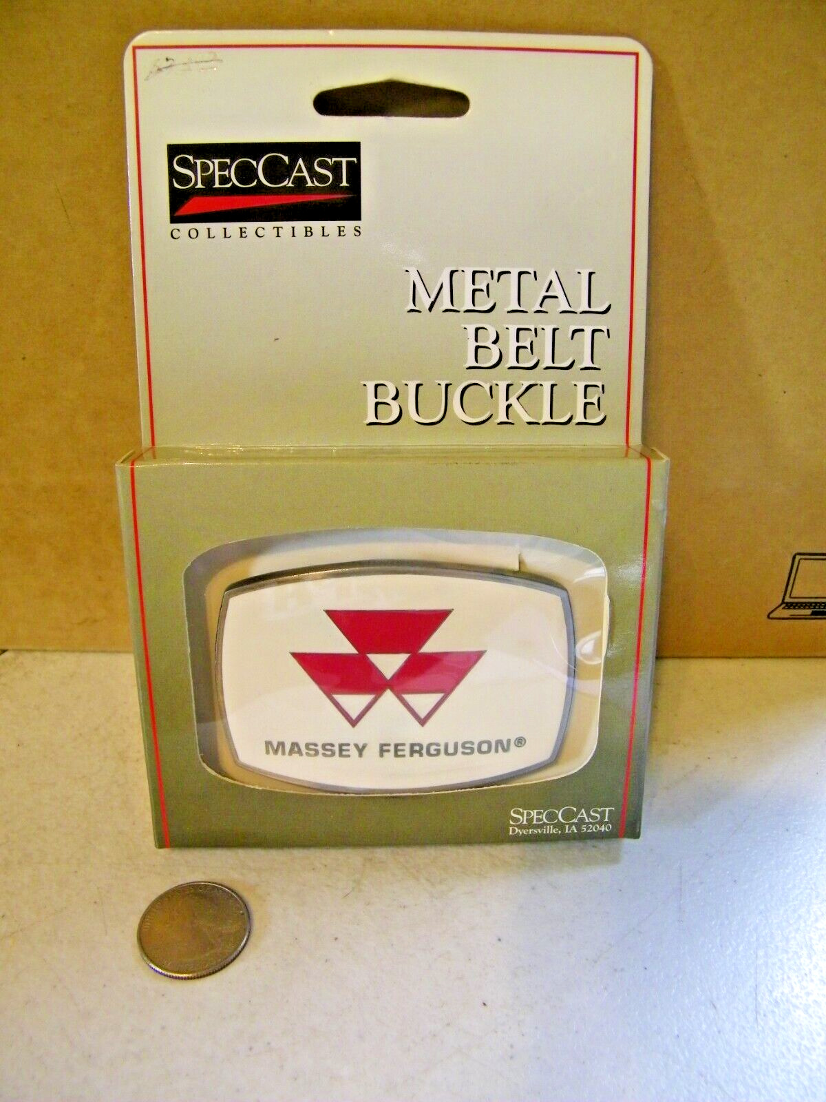 New Vintage 1990s Massey Ferguson SpecCast Belt Buckle In Original Packaging