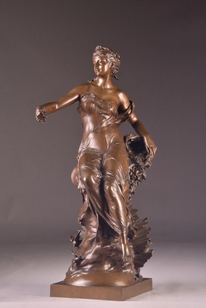Flora: Antique French Bronze Sculpture by Gustave Michel and F. Barbedienne