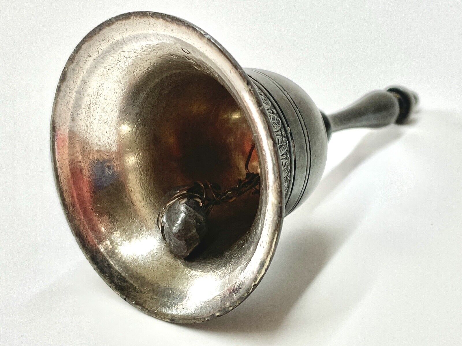 Antique English Victorian Coin Silver Engraved Bell