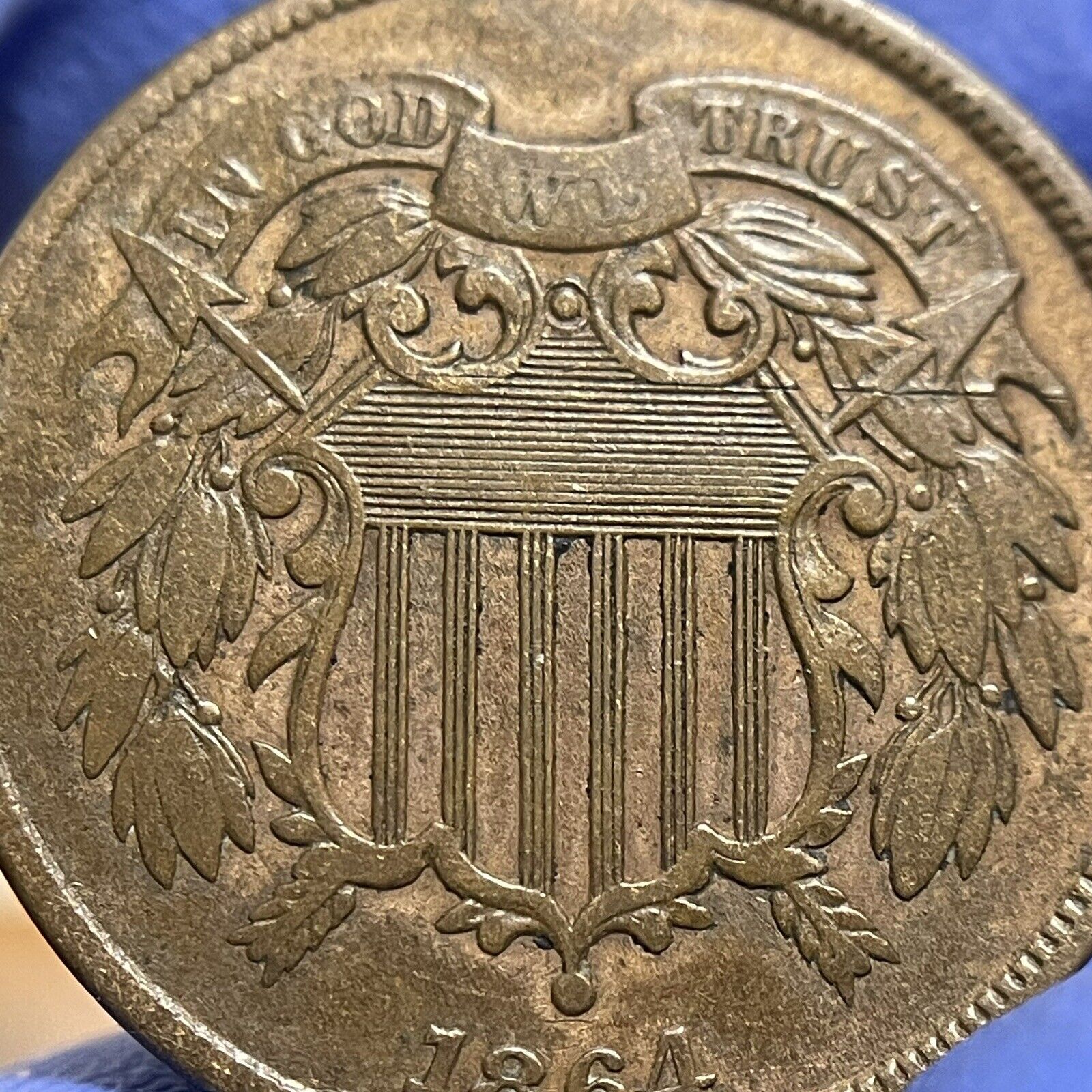 Civil War Era  1864 Two Cent Piece - XF - Details (Physical Damage) - 34001