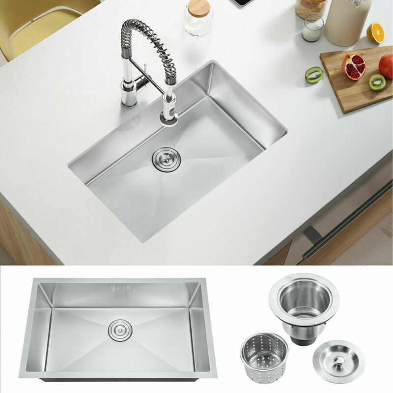30inch Kitchen Single Bowl Undermount Sink Stainless Steel Laundry Utility Sink