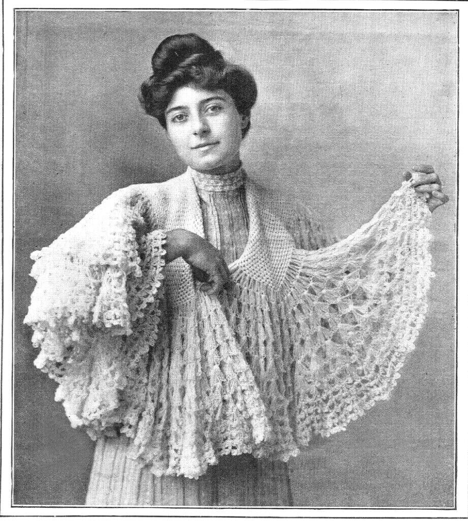 ~ Beautiful Antique Women's Circular Shawl Reproduction Crochet Pattern ~