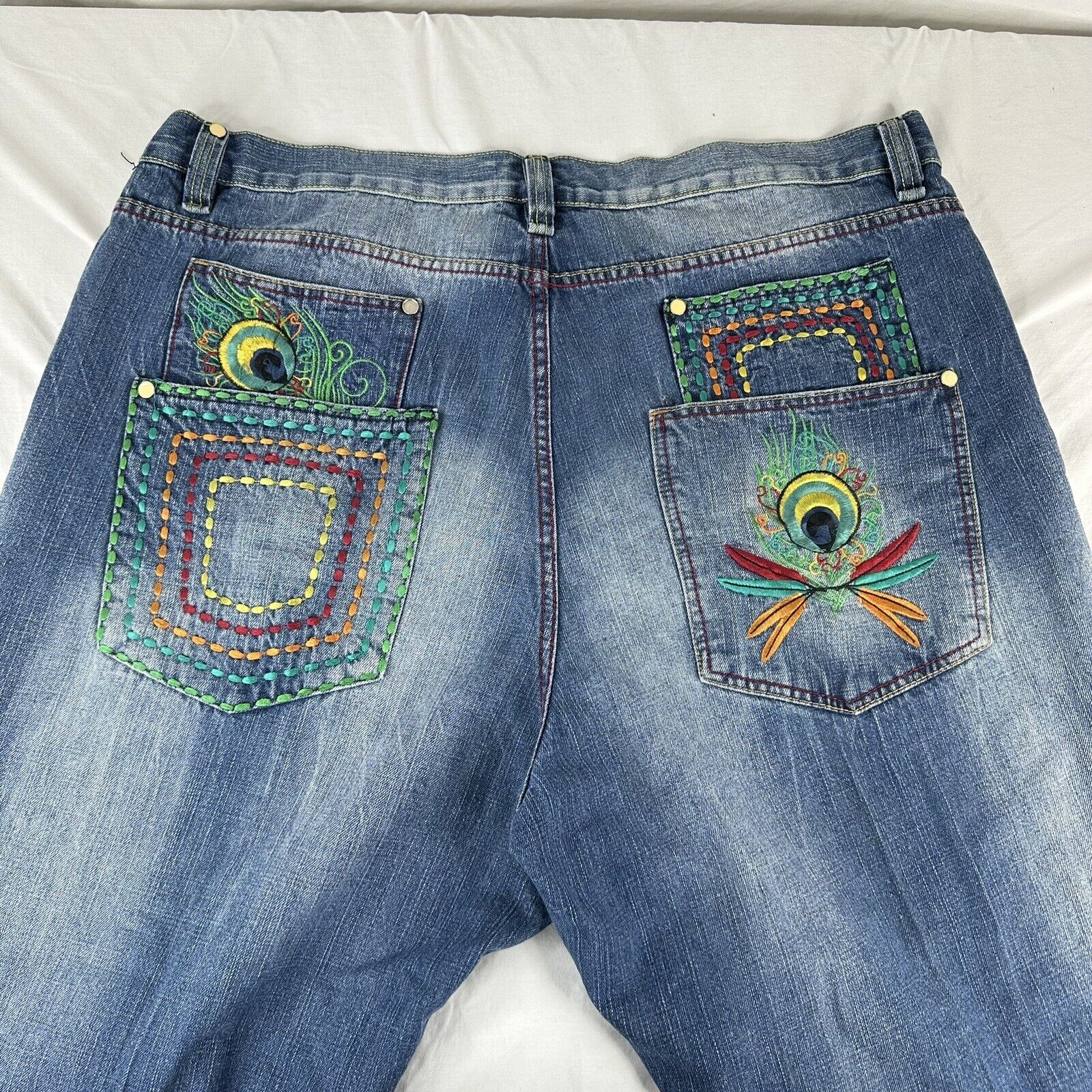 RARE VTG Coogi Jeans Australia Denim Embroidered Stitch Baggy Rap Hip Hop 44x34