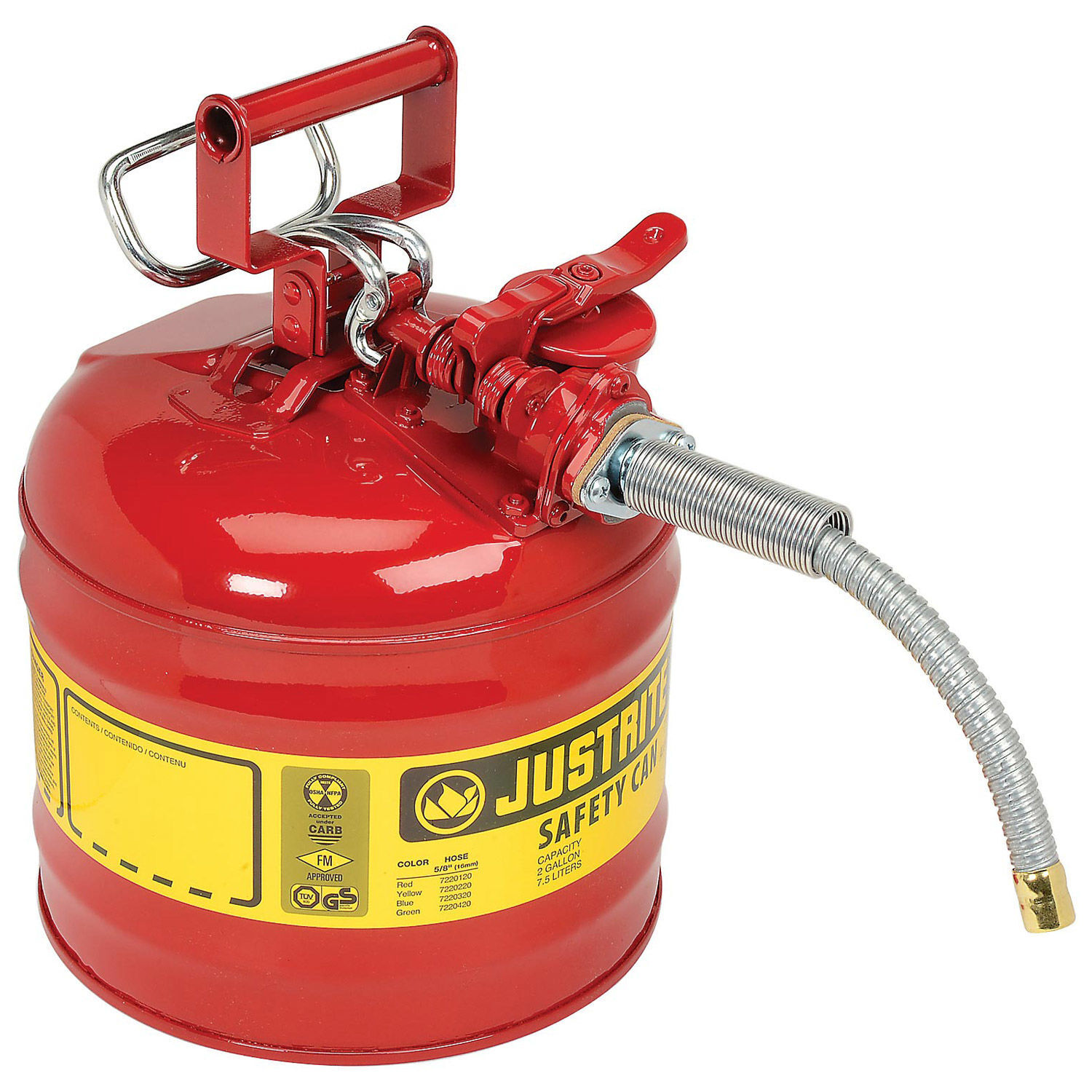 Justrite 7220120 Type II Safety Can 2-Gallon with 5/8\