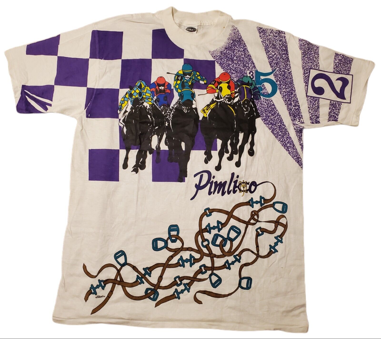 Vintage 1994 Racing Horse Pimlico AOP Shirt, Rare