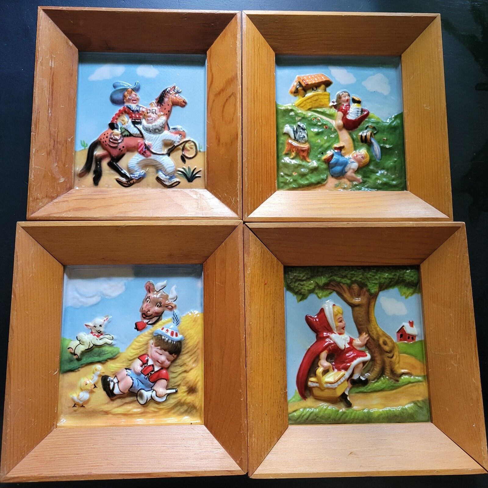 4 Rare 1950s 3D Vacuform Vinson Pictures Levinson  Nursery Rhyme/Howdy Doody