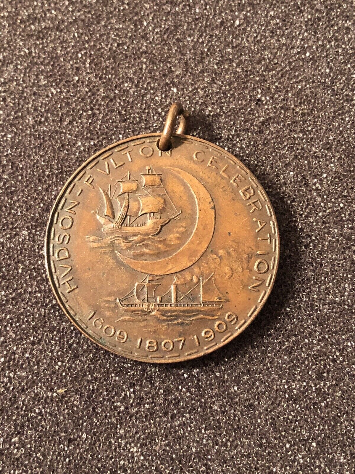 Antique 1909 Hudson Fulton Celebration Medal Token 1609-1909 Hudson River