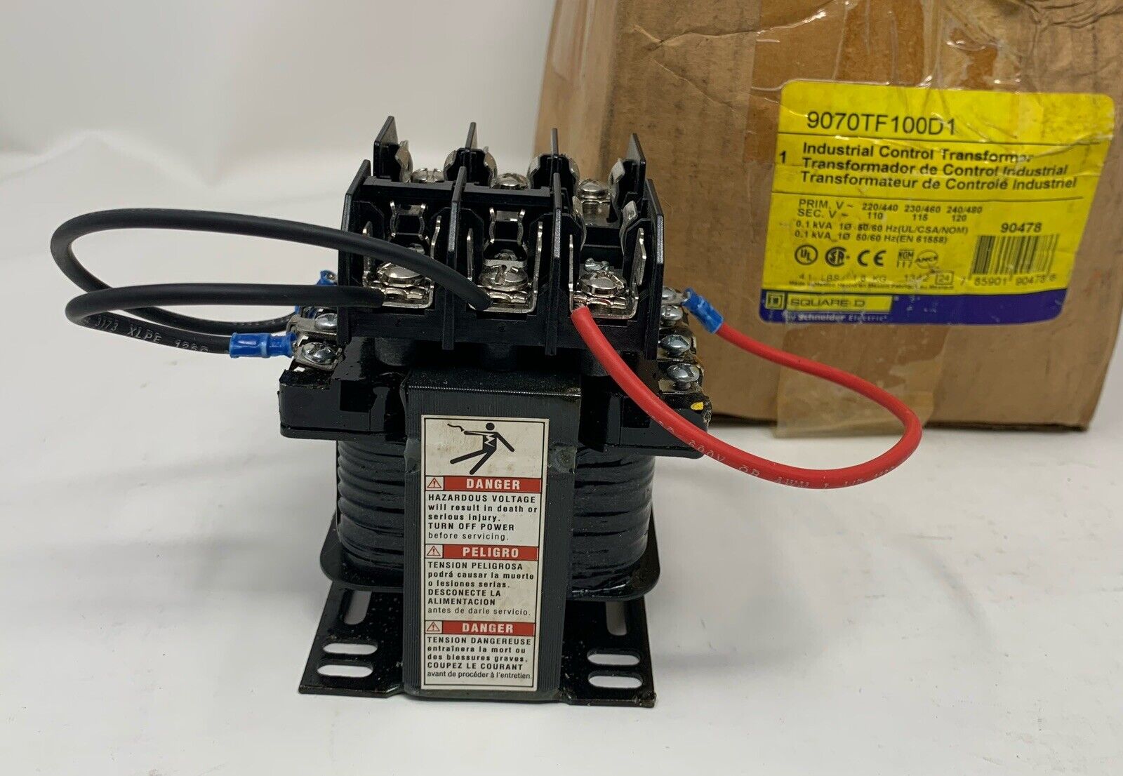 SQUARE D 9070TF100D1 Control Transformer 0.1 kVA 240/480 to 120V